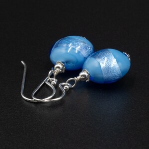 Murano blue glass earrings genuine Venetian Murano glass sterling silver earrings, sky blue glass earrings, venetian glass jewelry