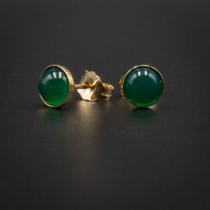 Green onyx stud earrings green onyx and vermeil gold handmade semiprecious stone stud earrings , green gold earrings. green onyx jewelry