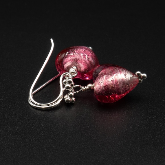 Pink glass earrings best sale