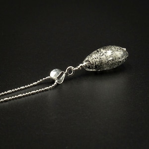 Murano black sterling silver Venetian glass handmade teardrop pendant necklace