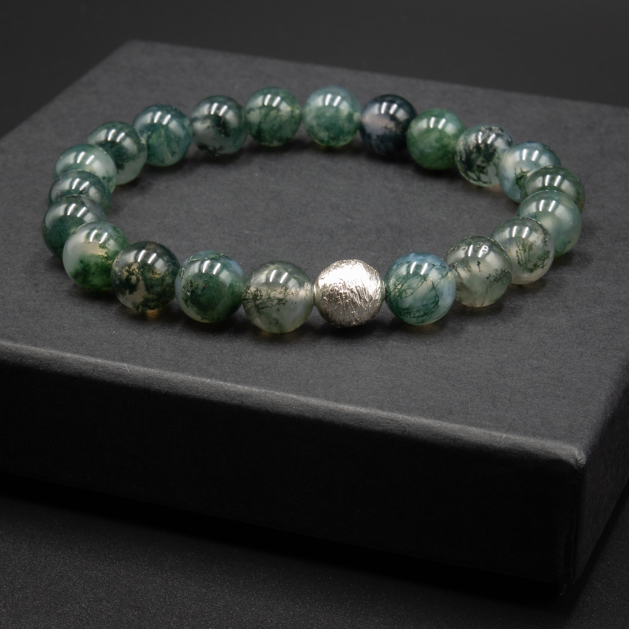 Moss agate bracelet - moss agate sterling silver handmade semiprecious stone bracelet green silver gemstone moss agate bracelet