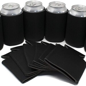 May include: A set of six black neoprene can coolers and ten black neoprene coasters. The can coolers are designed to keep drinks cold and the coasters are designed to protect surfaces from condensation.