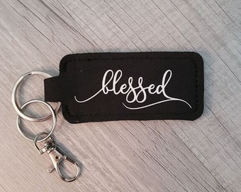 Blessed Keychain Chapstick Holder, Lipstick, Lip Gloss Holder