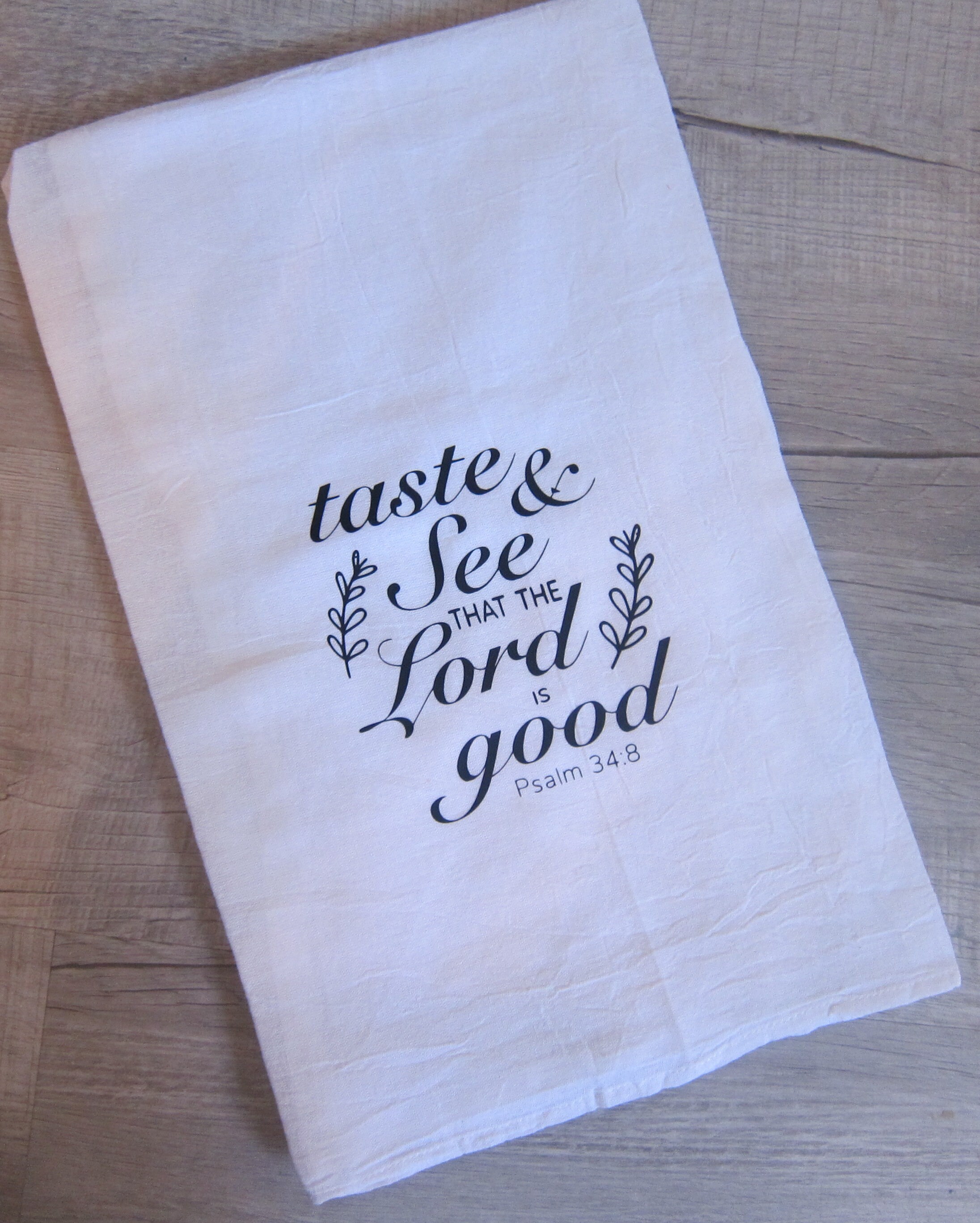 Taste and See Vegetables Tea Towel, Scripture Kitchen Towel, Farmhouse Dish  Towel, Cute Kitchen Towel, Christian Gift, Psalm 34:8