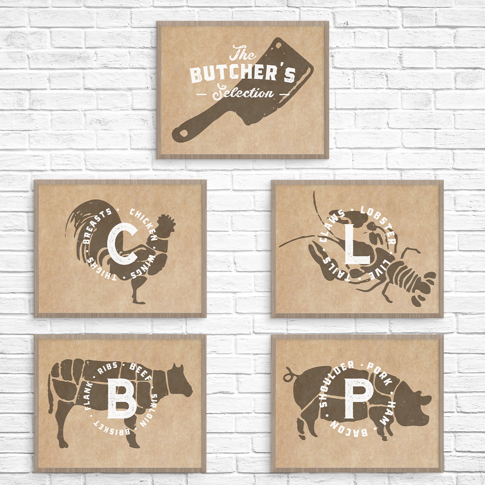 Vintage Butcher Shop Signs Kitchen Artwork Printable Decor Etsy