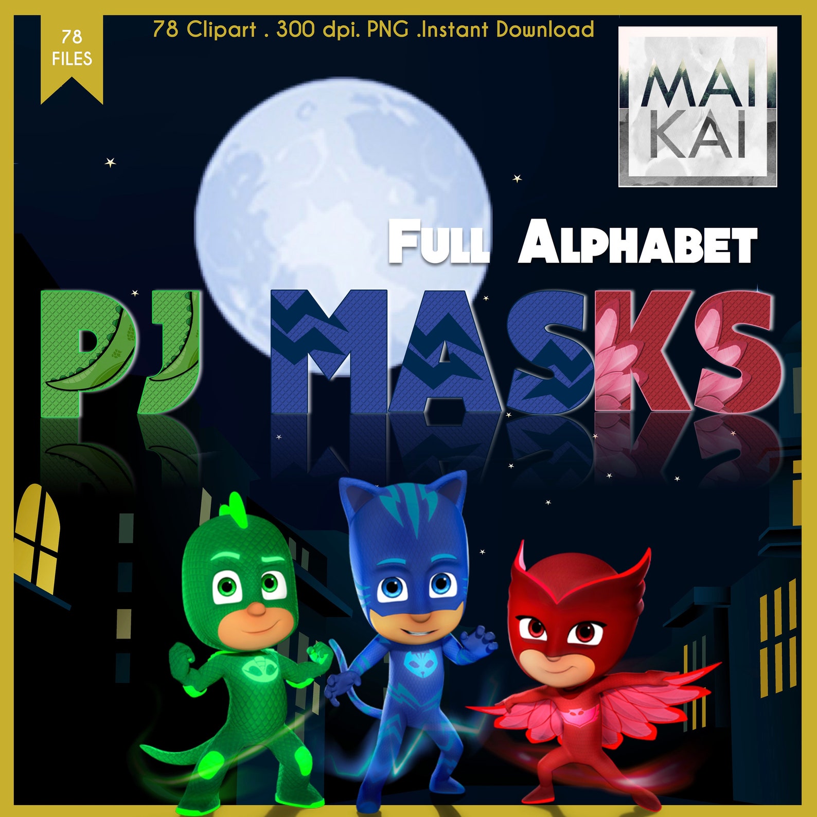 PJ Masks digital alphabet pj masks clipart pj masks letters Etsy
