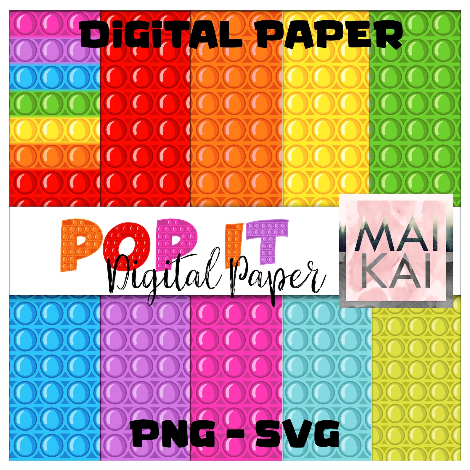 Pop It Digital Paper Pop It Png Pop It Svg Rainbow great | Etsy