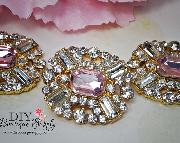Large Gold PINK Rhinestone Buttons Pink Crystal Buttons Etsy