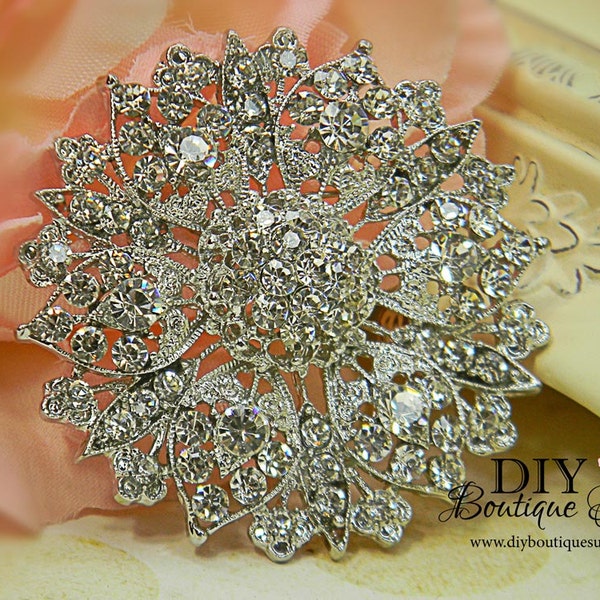 Large Rhinestone Brooch - Wedding Brooch Pin Accessories - Wedding Jewelry - Crystal Brooch Bouquet - Bridal Brooch Sash Pin 58mm 352198