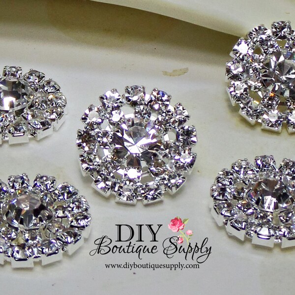 Rhinestone buttons Crystal buttons Embellishment Flatback for Baby Headbands flower centers invitations crystal bouquets 5 pcs 20mm 632033