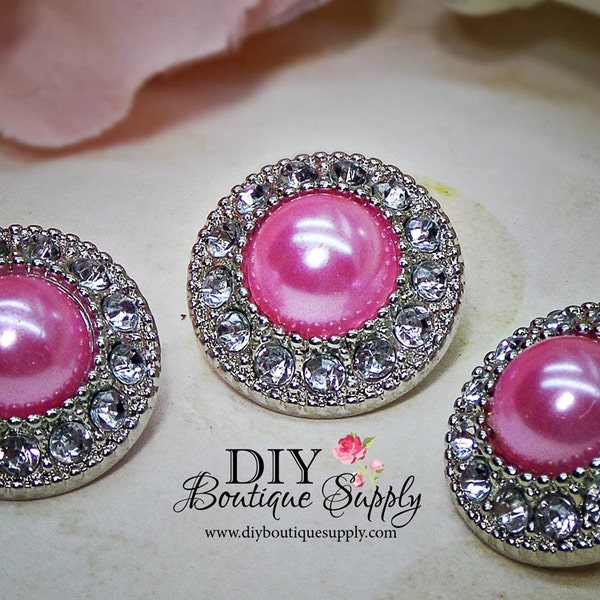 5 Pcs Candy rose perle strass boutons jour Pearl boutons embellissements strass fleur centres en plastique acrylique Valentin 21mm 467035