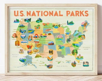 National Park Map Wall Art Print