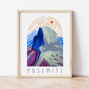 Yosemite Half Dome National Park Art Print. National Park Map Art. Travel Print. National Park Gift. National Park Poster. Yosemite Map