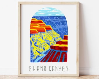 Grand Canyon National Park Art Print. Grand Canyon Map Gift. National Park Map Art. Travel Print. National Park Gift. National Park Poster.
