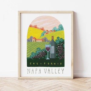 Napa Valley Art Print. Napa Valley Travel Poster. Napa Valley Painting. Napa Valley Wall Art. Napa Valley Gift. Wine Lover Gift for Her