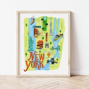 Impresión de arte del mapa de la ciudad de Nueva York. Cartel de la ciudad de Nueva York. Regalo de viaje de Nueva York. Mapa de Nueva York. Arte de la pared de Nueva York. Arte mural de Nueva York