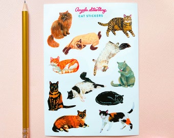 Cute Cat Stickers for Journaling, Scrapbooking, Cat Lover Gift, Cat Mom Gift, Cat Dad Gift