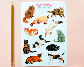 Cute Cat Stickers for Journaling, Scrapbooking, Cat Lover Gift, Cat Mom Gift, Cat Dad Gift