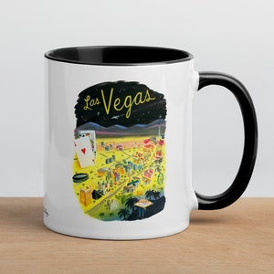 Caneca Las Vegas. Caneca de café de Las Vegas. Presente de lembrança de Las Vegas. Caneca de viagem de Las Vegas. Xícara de café de Las Vegas. Horizonte de Las Vegas. Mapa de Las Vegas