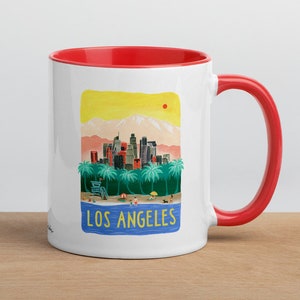 Taza de Los Angeles. Taza de café de Los Angeles California. Regalo de souvenir de Los Angeles. Regalo del amante del café. La taza de café de LA. Mapa de Los Angeles. LA Art.