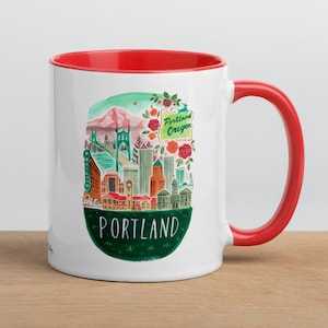 Taza de Portland. Taza de café de Portland Oregon. Copa de Café Portland. Regalo del amante del café. Regalo de recuerdo de Portland. Taza de viaje. Mapa de Portland Oregon.