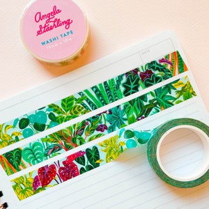 Plant Washi Tape, Plant Pattern Washi Tape, Houseplant Washi Tape, Masking Tape, Scrapbooking Tape