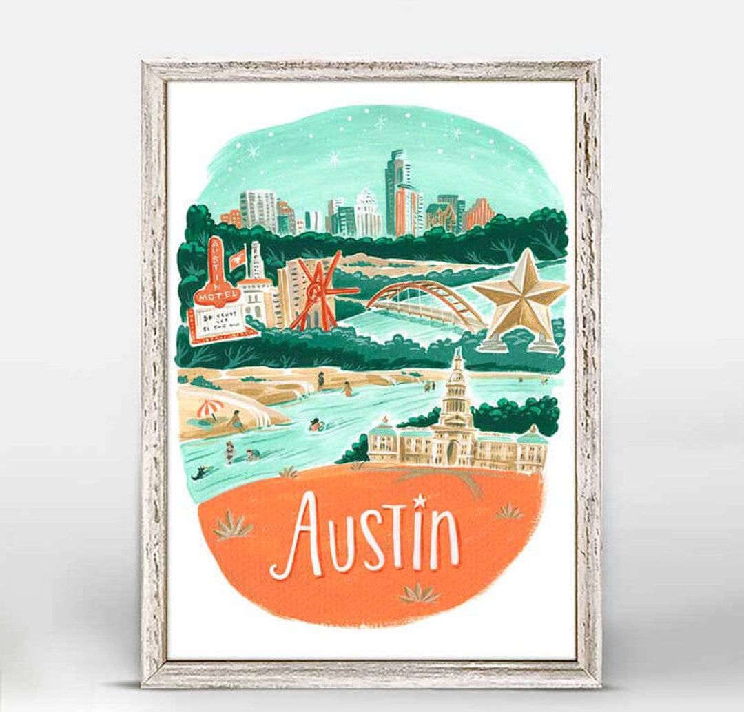 Austin Texas Art Print. Austin City Skyline Poster. Austin Travel Gift ...