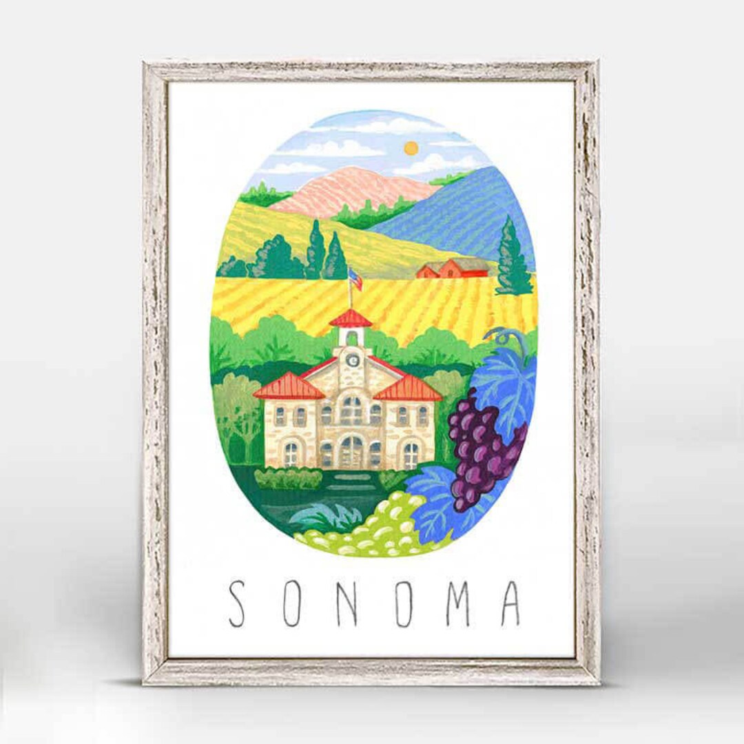 Sonoma County Art Print. Sonoma County Travel Poster. Wine Lover Gift