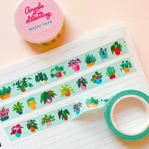 Houseplant Washi Tape, Cute Modern Plant Washi Tape, Indoor Plants Washi Tape, Masking Tape, Scrapbooking Tape, Journal Washi Tape