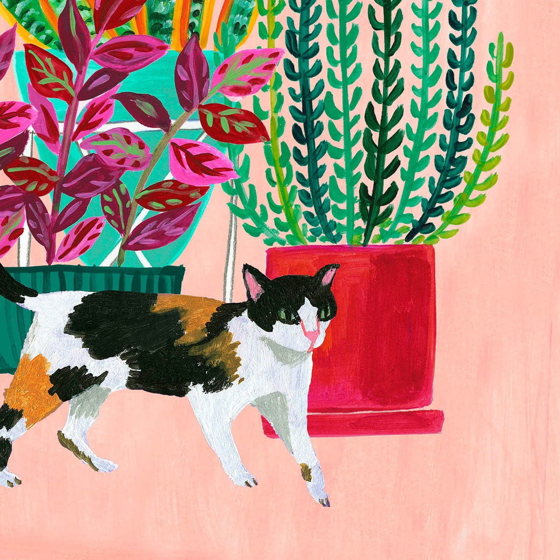 set-of-cat-art-prints-cat-wall-art-decor-cats-and-plants-etsy