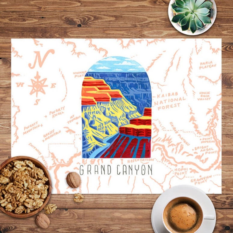 National Parks Gift National Parks Art Grand Canyon Placemat Grand Canyon National Park