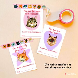 Printable Cat Valentine's Cards, Instant Download Cat Valentine's Card ...