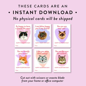 Printable Cat Valentine's Cards, Instant Download Cat Valentine's Card ...