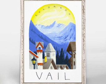 Vail Colorado Ski Art Print. Vail Colorado Poster. Vail Colorado Ski Gift. Vail Colorado Map. Ski Art Print. Ski Poster. Colorado Wall Art