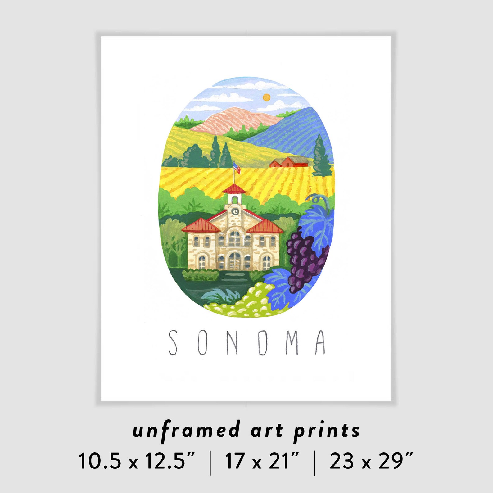 Sonoma County Art Print. Sonoma County Travel Poster. Wine Etsy