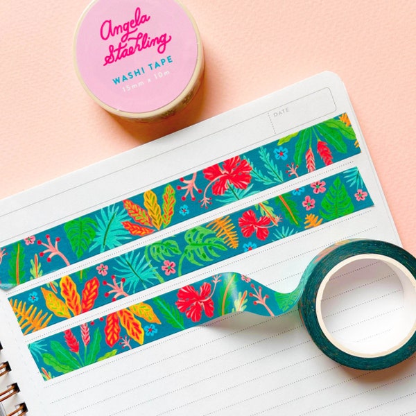 Tropical Indigo Washi Tape, Blue Boho Washi Tape, Jungle Washi Tape, Masking Tape, Scrapbooking Tape, Journal Washi Tape