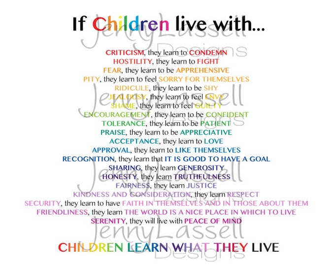Children Learn What They Live Poem Etsy Children learn what they live poem etsy