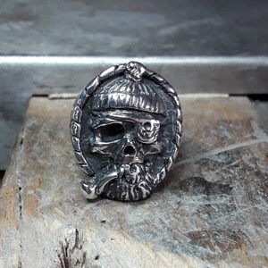 bearded biker skull key chain handmade in brass by santa medusa motorcycle Harley Davidson kustom kulture