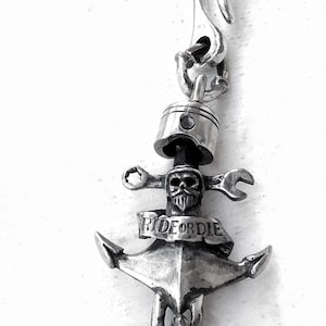 WALLET CHAIN ancla hecha a mano en plata de ley montar o morir calavera