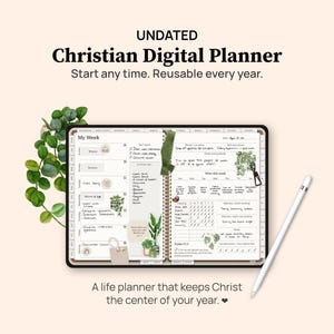 Undated Digital Life Planner, 2026 Digital Planner, All in One Planner, Faith Planner Digital, Christian Bible Study Planner,  iPad & Tablet