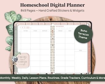 Digital Homeschool Planner, Homeschool Schedule, Homeschool Calendar, Homeschooling Planner, Lesson Planner for Goodnotes on iPad or Tablet