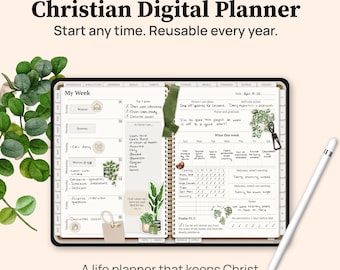 Christian Digital Planner, 2026 Undated Life Planner, All in One Planner for Bible Study, Prayer, Faith Planning, Goodnotes iPad Tablet