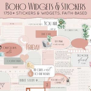 Boho Digital Planner Sticker Bundle + Digital Planner Widgets, Goodnotes Sticker Book, Boho Sticker Pack, Faith Widgets and Stickers