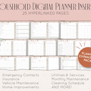 Planner Inserts for Digital Planner, Cleaning Planner, Cleaning Schedule, Chore Chart, Household Planner, Household Binder