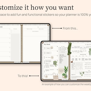 Customize this digital planner how you want. It has space for you to add functional stickers to make it one hundred percent you. Maybe you want a water tracker. Or maybe you do not. The choice is yours.