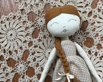 RUTH - Handmade fabric doll - Heirloom doll - Girl keepsake gift – Gingermelon doll - MINI - Ready to ship