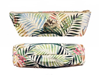 Pouch & Pencil Canvas Case: Tropical Sloth Embrace | Original Artwork | Watercolour