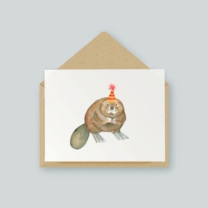 Gelukkige verjaardag Bever | Originele | Aquarel