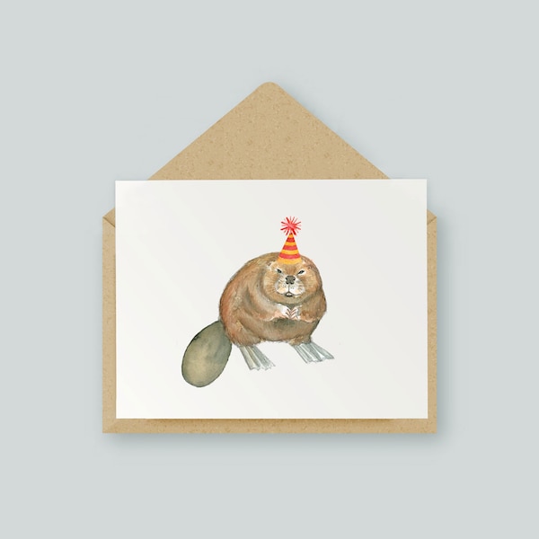 Happy Birthday Beaver | Original Artwork | Watercolour