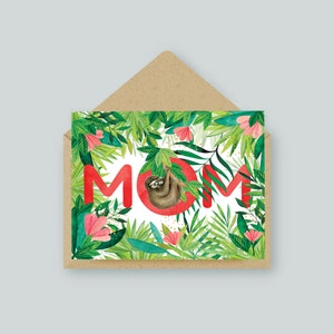 Mom Sloth Card / Obra de arte original / Acuarela